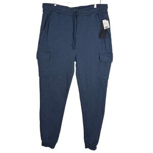 Lazer Mens Jogger Pants Dark Blue Vintage Wash Relaxed Fit Large ML83958 NEW‎